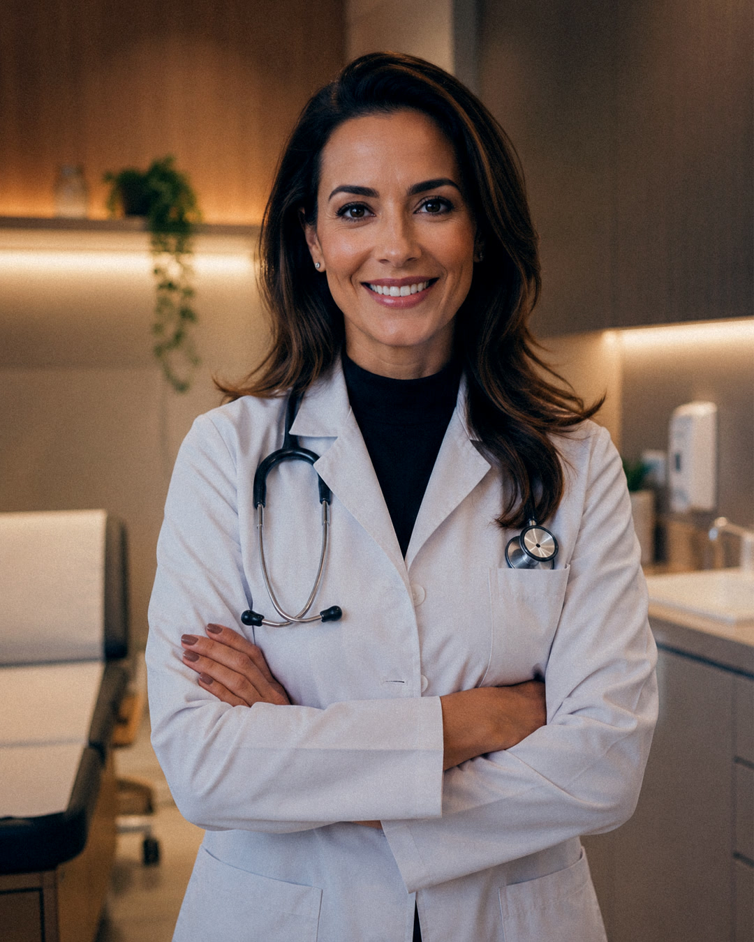 Médico dono de clínica em ambiente clínico