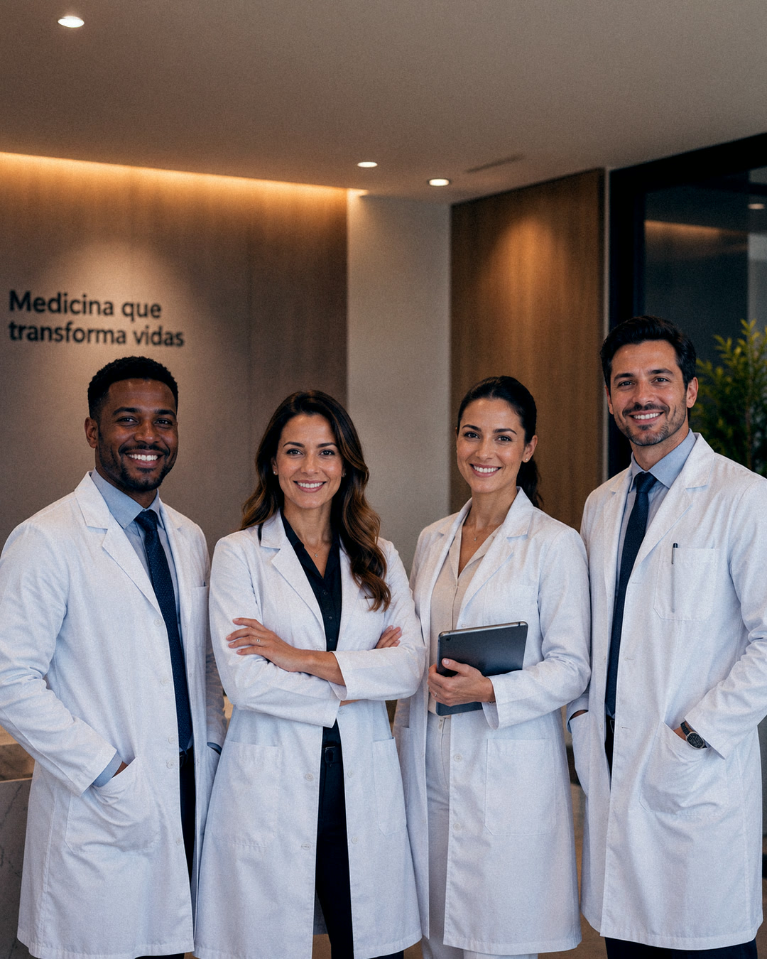 Grupo de médicos sócios em reunião